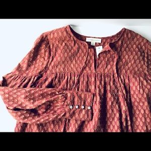 Lovestich  autumn leaves boho blouse burgundy